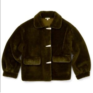 NWOT brown/green faux chinchilla fur jacket